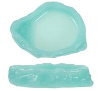 Happyyami 2pcs Terrarium Accessories Night-light Resin Water Bowl for Reptiles Easy to Move Fill for Feeding