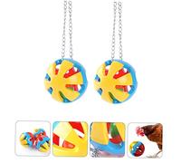 Happyyami 2Pcs Tricolor Parrot Ball Durable Hanging Pet for Chewing Diameter Brightly Colored Reduce Boredom and Encourage Play