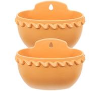 Happyyami 2pcs Wall Hanging Flower Pot Semi-Circular Planters Plastic Plant Baskets Wall Mount Flower Holders for Home Office Space-saving