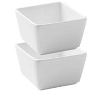 Happyyami 2pcs White Ceramic Round Sugar Cube Bowls for Home and Restaurant