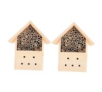 Happyyami 2pcs Wooden Beehive Honey Bee House Garden Hanging Cabin Beekeeping Tool Outdoor Cabin