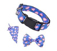 Happyyami 3-Piece PET Dog Bowtie Collar Set Adjustable Blue PET Accessories Triangular Scarf Comfortable and Stylish Collar for Small to Medium Dogs