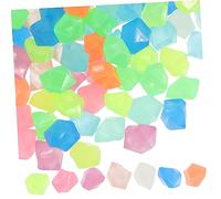 Happyyami 300pcs Stones for Aquariums Glow Dark Decorative Pebbles Recycled Walkway for Fish Tanks Gardens and Outdoor Decor Mixed Color Nightlight Stones