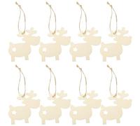 Happyyami 30pcs Christmas Wooden Elk Wood Baubles Hanging Ornament Natural Wood Slices for DIY Art Craft Xmas Tree Party Decoration