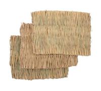 Happyyami 3pcs Bunny Grass Straw Mats Natural Woven Straw Bedding for Rabbits and Small Animals Lightweight Easy to Clean Protective Mats Placed inside Cage