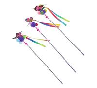 Happyyami 3pcs Butterfly Cat Teaser Wand Interactive Teasing Toy for Cats Colorful Realistic Design to Stimulate Hunting Instinct for Indoor Play