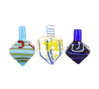Happyyami 3pcs Glass Dreidel Handmade Judaica Art Ornament Elegant Hanukkah Collectible Traditional Jewish Holiday Decoration Keepsake