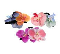 Happyyami 3pcs Hawaiian Phalaenopsis Hair Clips: Orchid Floral Hair Claw for Girls and Women - Tropical Holiday Hairstyling Accessories Comfortable & Secure Grip