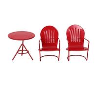 Happyyami 3pcs Miniature Iron Table and Chairs Set in Red for Fairy Garden Decorations with Rustic Style, Flexible Placement, for Micro Landscape Displays and Miniature Dolls Dining Room