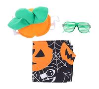 Happyyami 3pcs Pet Cat Halloween Costume Set Adorable Eyeglasses and Dog Headwear for Party Decorative