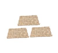 Happyyami 3pcs Straw Nest Heating Pad for Rabbit Guinea Pig Chinchilla Woven Bed Mat Rabbit Hay Cage Liner Snuffle Mat