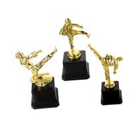 Happyyami 3pcs Taekwondo Children’s Trophy Set with Side Kick, High Knee, and Figures - Sports Competition Award Cups for Boys and Girls’ Martial Arts Ceremony and Party