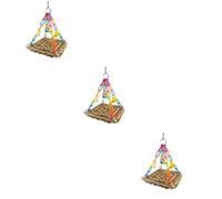 Happyyami 3pcs Toys Parrot Swing Hammock Chew Toy Small Seagrass Woven Bird Perch for Parakeets Cockatiels and Small Birds Safe and Design for Climbing and Chewing