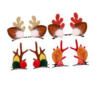 Happyyami 4 Pairs Christmas Deer Antler Hair Clips for Adults Sparkly Headdress Accessories Festive Hairpin with Red Gold Antlers for Holiday Parties Decorations