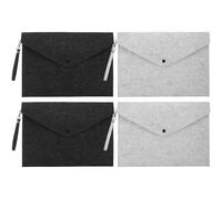 Happyyami 4 Pcs A4 Felt File Folders Snap Type Document Holder with Loop, Large Capacity Chemical Fiber Felt Bags for Office and Business Use, Anti-Tear and Stylish Design