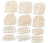 Happyyami 48Pcs Wooden Fairy Doors DIY Craft Kit for Garden Decorations Blank Wood Chips for Painting and Creative Fairy Garden Ornaments