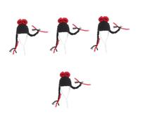 Happyyami 4pcs Adorable Knitted Hat for Small Pets Creative Chinchilla Hamster and Guinea Pig Accessories for Parties and Celebrations Warm and Comfortable Hat for Tiny Animals