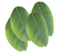 Happyyami 4pcs Artificial Banana Leaf Table Placemat Green Rubber Cloth Leaves for Cooking Scene and Restaurant Setups, Enhances Visual Appeal with Versatile Faux Foliage Decorations