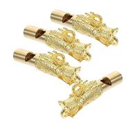 Happyyami 4pcs Brass Emergency Whistle Dragon Design Portable Hiking Whistle for Outdoor Survival Keychain Accessory Loud Crisp Sound for Campers and Sports Enthusiasts