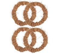 Happyyami 4pcs Coconut Fiber Coasters 8cm Non-slip Bowl Holder Table Rings Heat Insulation Drink Coasters for Home Office Desktop Use