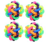 Happyyami 4pcs Colorful Woven Dog Chewing Toy with Bell Interactive Pet Chasing for Dogs Sounding Design for Teething and Oral Health