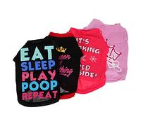 Happyyami 4pcs Dog Shirts for Small Dogs Breathable Pet Outfits Adorable Designs for Indoor and Outdoor Activities Includes and Styles