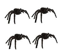 Happyyami 4pcs halloween decorations Party spider large realistic fluffy spider decor spider Black Fake Hairy Spider big spider plush spiders photo child fake
