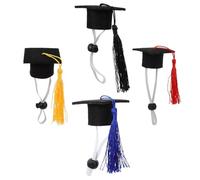 Happyyami 4pcs Mini Pet Bachelor Hats Graduation Caps with Tassels, Cloth Material Photo Prop for Small Pets like Hamsters, Rabbits, and White Mice during Graduation