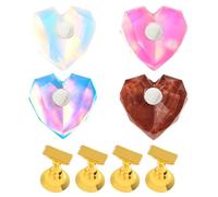 Happyyami 4pcs Nail Art Practice Display Stand: Heart Nail Art Stand - Realistic Hand Model For Training Artistic Creative Inspiration Portable Display Holder Salon