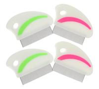 Happyyami 4pcs Pet Flea Comb Stainless Steel and Pp Close Teeth Spacing Easy to Carry Red and Green Each 2pcs Great Gift for Cats and Pets Random Style