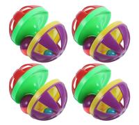 Happyyami 4pcs Plastic Cat Ball with Double Bells, Interactive Indoor Kitten Playthings to Build Trust and Companionship, Fun and Colourful Ball for Cats Random Color