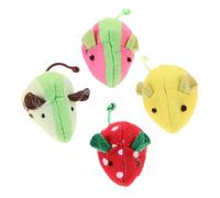 Happyyami 4pcs Plush Catnip Fruit Mice Toys for Kittens Soft Interactive Cat Toys Featuring Strawberry Watermelon and Lemon Shapes for Indoor Play and Bonding