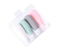 Happyyami 4pcs Silicone Travel Bottle Refillable Portable Toiletries Container Bag for Travel Silicone Material for Scenario Includes Pvc Zipper Bag in Colors Like Creamy White Solid Light