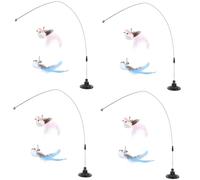Happyyami 4sets Interactive Cat Teaser Stick Cup and Bird Toys Engaging Cat Toy for Indoor Play