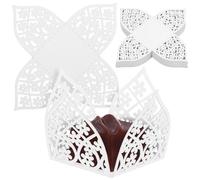 Happyyami 50 Pcs Hollow Decorative Candy Boxes with Intricate Truffle Wrap Liners for Weddings Birthdays Parties Elegant White Candy Packing Cups