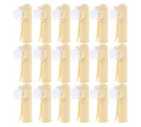 Happyyami 50pcs Finger Toothbrush for Puppies - Silicone Pet Tooth Brush Soft Bristle for Dogs Cats Puppy Kitten - Beige Pet Dental Supply Oral Cleaning Tool