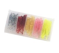 Happyyami 50pcs Plastic Fishing Lures Artificial Worms with Hand Painted Design Includes 1 Tackle Box for Fresh Water and Salty Water Northern Pike and Salmon Random Color