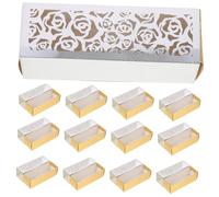 Happyyami 50Pcs Rose Pattern Wedding Candy Boxes Hollow Out Paper Packaging Elegant Favor Boxes for Parties Festivals Creative Design for Sweets Treats