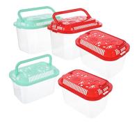 Happyyami 5pcs Aquarium Fish Transport Bucket Plastic Container with Crystal View Modern Stylish Design 5.3x3.4x2.8in Versatile Pet Housing for Aquarium Transfer and Beach Use