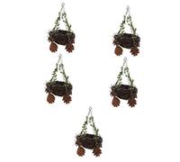 Happyyami 5pcs Bird Swing Nest Natural Rattan Parrot Nest Toy for Small to Large Birds Provides Cozy Sleeping Space and Playtime Easy to Install