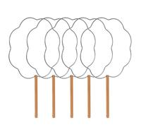 Happyyami 5pcs DIY Fan Frame Set with Iron and Wood Materials, Short Handle Hook, Petal Shape for Handmade Folding Fans, Weddings, and Traditional Craftsmanship Projects