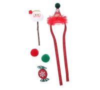 Happyyami 5pcs Interactive Cat Christmas Hat Toys Engaging Pet Playthings Bells and Crinkle Sounds for Healthy Fun and Bonding during The Holiday Season