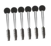 Happyyami 6pcs Dual-head Makeup Sponge Brush Set, Black and Silver Handle Eyebrow and Eyelash Mascara Applicators for Women, Liquid Foundation and Eye Shadow Makeup Tools for Daily Cosmetic Use