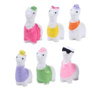 Happyyami 6pcs Miniature Alpaca Figurines Resin Small Animal Statues for Micro Landscape Garden Decor Tiny Desktop Models Suitable for Fairy Gardens and Home Decoration Random Color
