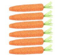 Happyyami 6pcs Orange Carrot Shaped Cat Made of Bite Resistant Hemp Rope, Wearable Small Pet Teeth Grinding Playthings Suitable for Indoor Use and Can Be Put in The Cage