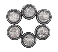 Happyyami 6pcs Silver Glitter Flakes Nail Kit with Mirror Shine Finish and Reflective Effect Easy DIY Application Sequins for Nail Art for Parties