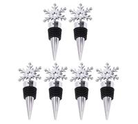 Happyyami 6pcs Stainless Steel Wine Bottle Stoppers Silver Creative Winter Pattern Shape Wine Bottle Sealing Plugs for Home Bar Party Use Easy to Insert and Remove and Safe