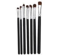 Happyyami 7Pcs Portable Eye Makeup Brush Set Premium Eyeliner and Eyeshadow Brushes for Women Black Handle with Silver Ferrule Soft Dense Bristles for Travel and Giving