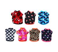 Happyyami 7pcs Warm Pet Clothes for Dogs Autumn Hoodie Soft Fleece Stylish Costumes Fun Patterns for Puppies for Outdoor Adventures