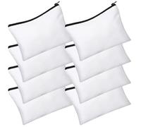Happyyami 8 Sets DIY Sublimation Canvas Makeup Bag Kit with Metal Zipper, Portable White Cosmetic Storage Pouch for Travel and Daily Use, for Business Trips and Personal Care